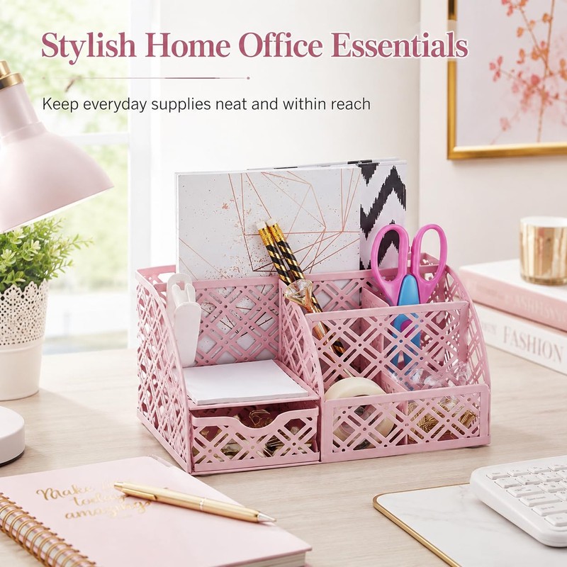 Exerz Desk Organiser, Desk Tidy, Pen Holder, Multifunctional, Metal, Drawer,