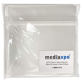 Mediaxpo Protective OPP Plastic Wrap Bag for Slim CD Jewel Case 5.2mm - Clear, Resealable (Pack of 500)