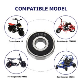 Mini Bike Wheel Bearing Front and Rear 6201RS for Coleman CT100U CC100X KT196 B100 RB100 Baja Doodlebug DB30 79cc 100cc Motovox MBX10 MBX11 Realtre RT100 RT200 Mini Bike Go Kart Parts