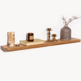 40 Inch Floating Shelves for Wall, Rustic Elm Wood Shelf for Home Decor, Heavy-Duty Wooden Floating Shelves for Kitchen, Wall Mounted Storage Shelves for Bathtoom, Living Room, Natural Color, Set of 1