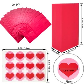 Artseen Party Favor Paper Bags for Party Celebration Treated Paper Bags 5.10X3.10X9.4 inches(24 CT)… (Red)