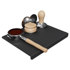 Espresso Tamping Mat, Coffee Tamper Mat, Espresso Mat for Counter, Silicone Tamper Mat, Food-grade, Non-Slip, Waterproof, Heat Resistant (Black, 25x20x2cm)