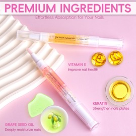 2PCS Cuticle Oil Pen for Nails,Nail Oil Pen for Nail Care,Cuticle Oil for Nails with Nail File,Nail Oil Cuticle Prevent Dry Cracking and Hangnails,Deep Nourishment(Strawberry & Orange Flavor)