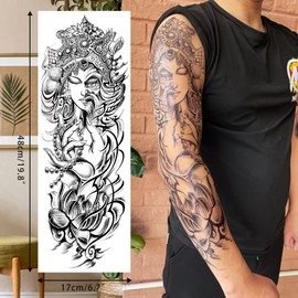 Aresvns waterproof full arm temporary tatttoos 8 sheets and 10 sheets black half arm fake tattoo stickers