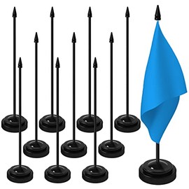 wexpw 12 Pack Mini Flag Stands Table Flag Holders 63x22mm Black Desk Flag Holders with Sticks Small Desk Flag Bases Desk Flag Stands, Holds 4x6inch Mini Stick Flags, Mini Desk Flag Holders