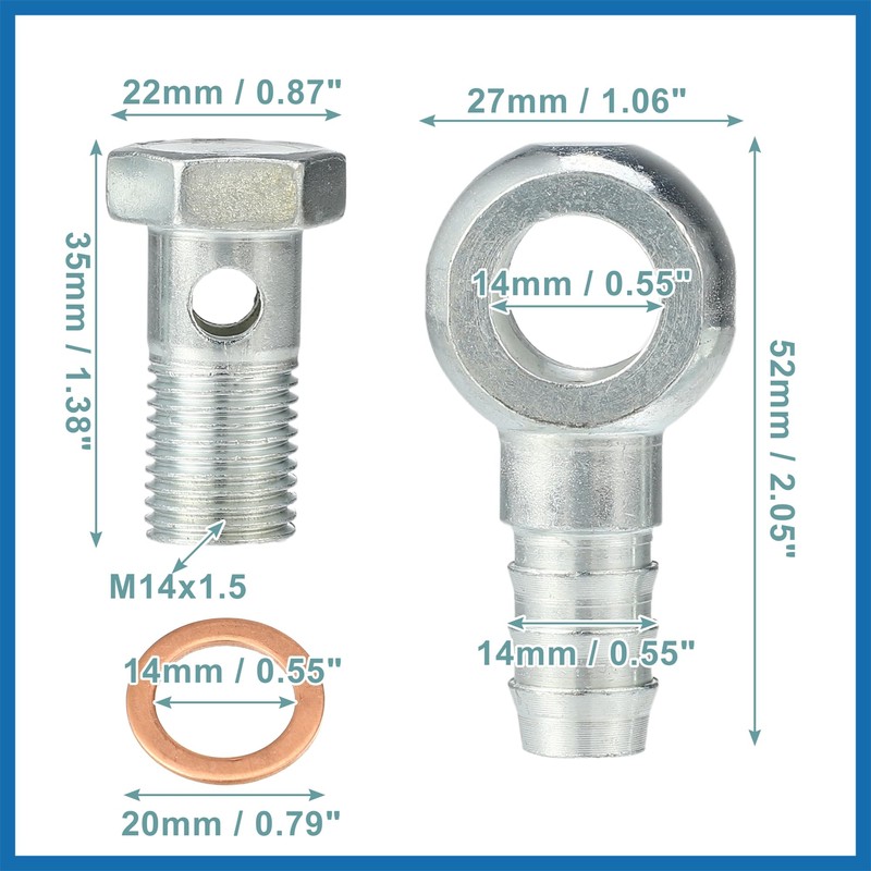 A ABSOPRO 14mm ID 14mm OD Banjo Fitting Fuel Line