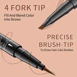 New double head eyebrow pencil 2 in 1 Eyebrow pencil body four water eyebrow pencil + Eyeliner 3D miniature eyebrow pencil (dark brown)