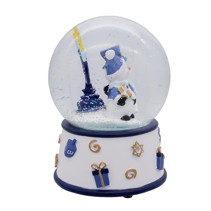Kurt Adler 100MM Musical Wind-Up Hanukkah Snowman Water Globe