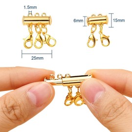 Visxcnu 4 Pieces Magnetic Chain Clasp, Silver and Golden 2/3 Strands Necklace Separator Magnetic Connectors Multi-Strand Extender for DIY Necklaces Bracelet Jewellery Making