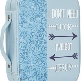 Outgoing Church Bible Cover Cases Leather Protective Carrying Bag Ideal Gift For Woman - Color: Words-Blue