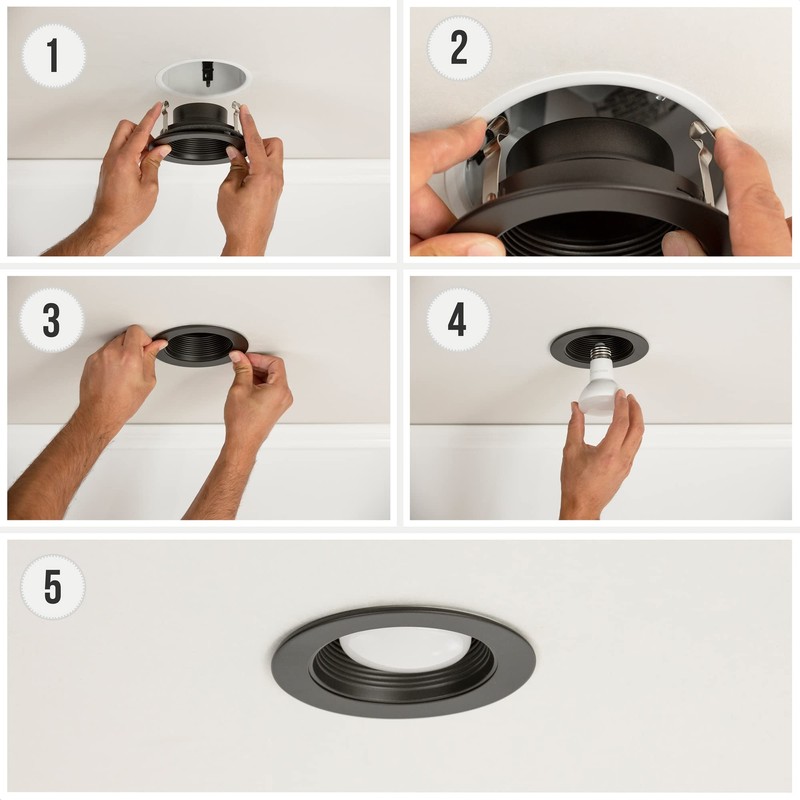 PROCURU [6-Pack] PROCURU 4inches Recessed Can Light Metal Trim with