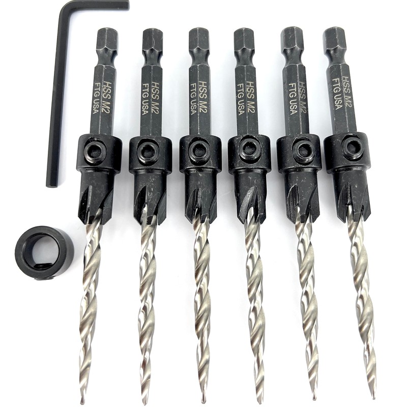 FTG USA Countersink Drill Bit Set for Wood with Tapered