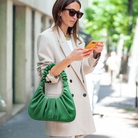 Keyli Cute Purses Mini Shoulder Bag for Women Waterproof Leather Tote Handbags fashionable travel clutch hobo purse with Magnetic Closure Green