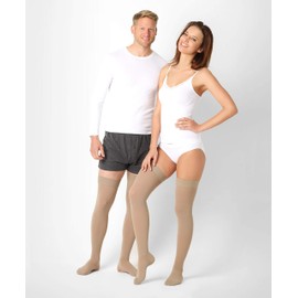 Medical Thigh Compression Stockings - with Closed Toe - for Men and Women - (Class 2, 23-32 mmHg, 120 Denier) - Thrombosis Stockings - Support Stockings for Flight - Pani Teresa® Medica