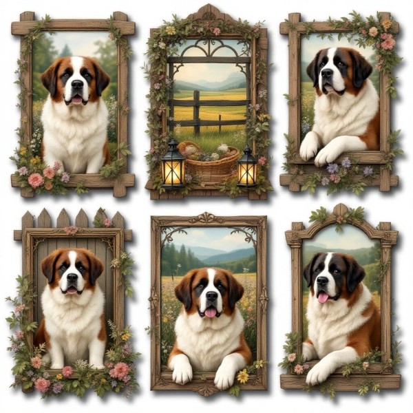 Cardstock Die Cut Saint Bernard Dog (10) Cut Outs 3.5