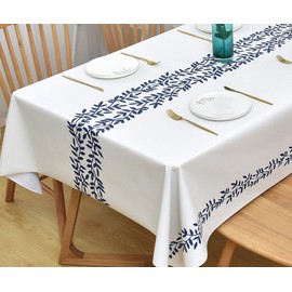 Yofori Table Cloth Wipe Clean Tablecloth Wipeable PVC Waterproof Rectangular Table Cover Plastic Table Protecter for Kitchen Outdoor (137x180cm, Rattan)