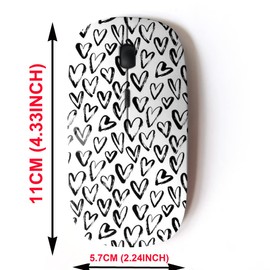 mouse inalámbrico 2.4G con bonito diseño de patrón para todos los portátiles y computadoras de computadora con nano receptor, tinta de corazón