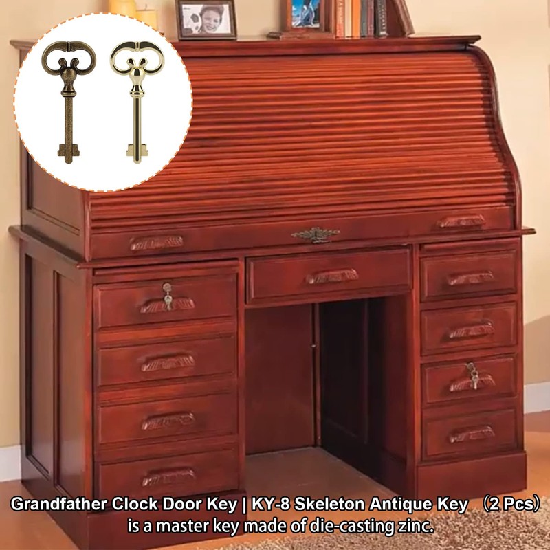KY-8 (D-1902) Roll Top Desk Antique Brass Plated Hollow Lock