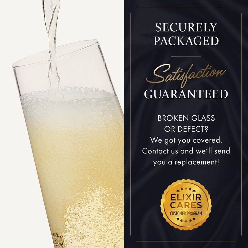 ELIXIR GLASSWARE Classy Champagne Flutes - 8 oz - Set