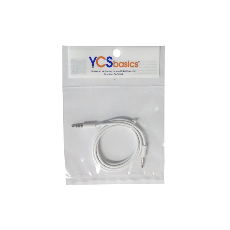 YCS Basics White 3 Foot 3.5mm Male to Male 4
