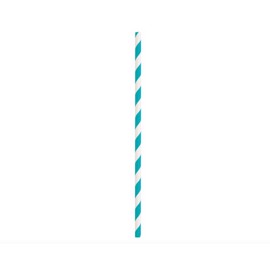 Powder Blue Striped Paper Straws, (10 Count) - Eye-Catching & Eco-Friendly Party Straws to Elevate aEvent
