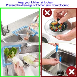 HiBD - Kitchen Sink Triangle Tri-Holder Filter, Sink Strainer, Sink Drain Strainer, with a Triangular, Improved Foldable Blue Frame and 100 Pieces Large Filter Mesh Bags for Kitchen Leftovers