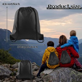 PLULON 15 Pcs Black Drawstring Bags Drawstring Backpack Bulk, String Backpack Cinch Sack Sport Gym Backpack Bags for Yoga Traveling Outdoor Sports