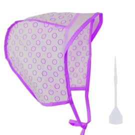 Hair Highlighting Cap, Purple Hair Coloring Frosting Dye Kit with Plastic Crochet Hook for Salon DIY Hair Dyeing Hairdressing