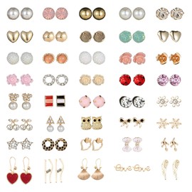 NEWITIN 40 Pairs Colorful Cute Stud Hypoallergenic Earrings Stainless Steel Earrings for Women