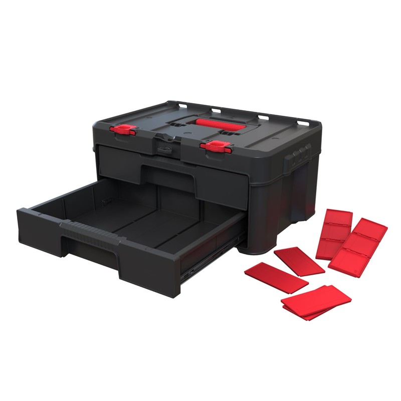 Keter Stack-n-Roll Two Drawer Tool Box for Small Parts and