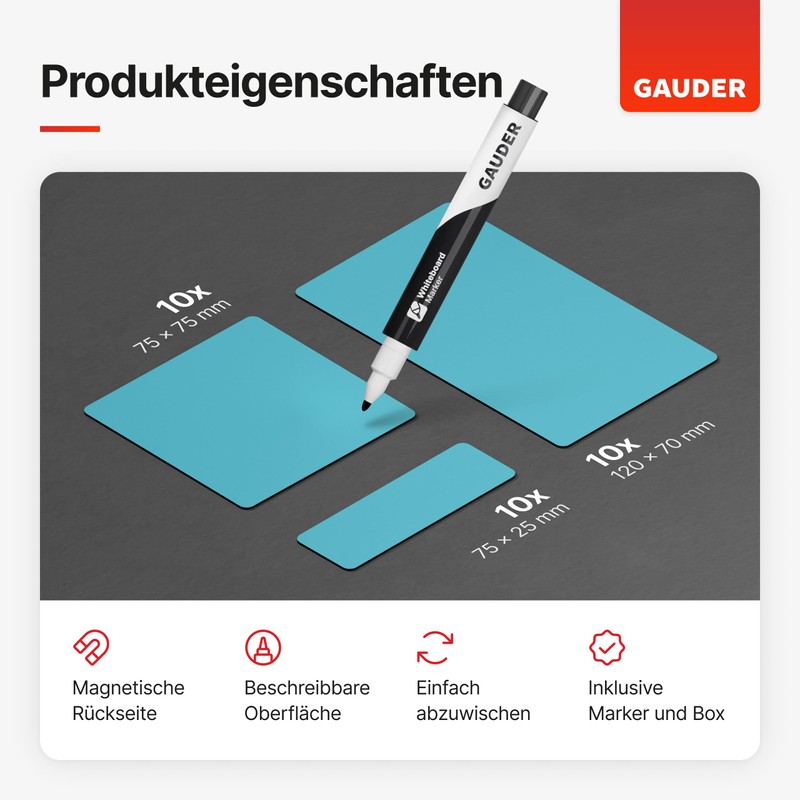GAUDER Magnetic Labels Writeable - Reusable Magnetic Signs for Writing