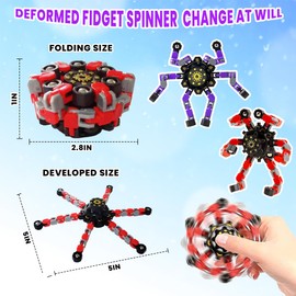 Deformation fingertip Decompression Mechanical Gyroscope Variable DIY Chain Creative Spin Decompression Finger gyro, 4D Toys for Kids and Adults, Build Their own Micro-Robots (Red+Purple)