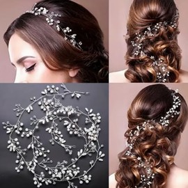 Abc Style Tocado Enredadera Perlas Novia Elegante para Pelo 1 m Velo Fiesta Boda Dama de Honor Novia Mujeres y Niñas de Lujo