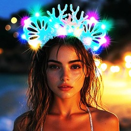 Latious Light Up Seashell Headband Glow Coral Hairbands Led Starfish Costume Headwear for Women