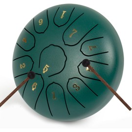 LOMUTY Steel Tongue Drum 6 Inch, C Major 11 Notes Handpan Drum, Rain Drum for Garden, Steel Drum Drummer Gifts for Sound Healing, Meditation, Music Education, Yoga, Green
