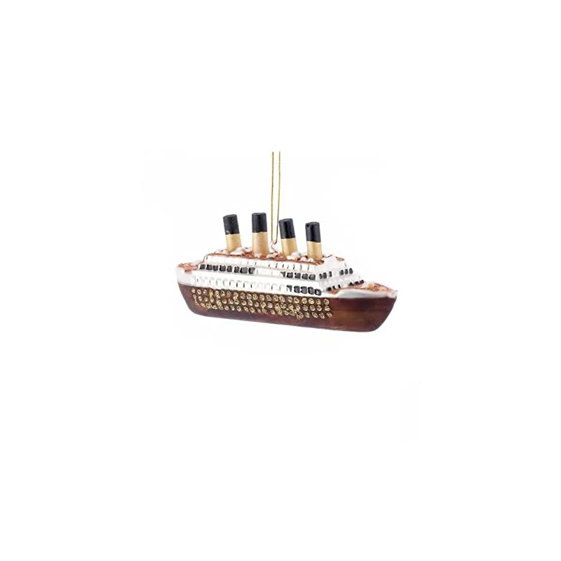 Kurt Adler 5-Inch Noble Gems Glass Titanic Ornament,Anniversary