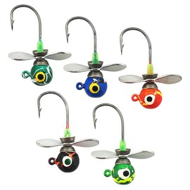 FANGBLUE Jig Head Hook 5g (3/16oz) Fishing Jigging Stainless Steel Hook with Propeller Blade Spinner Spoon Pike Bass Hook Fishing Tackle (5Pcs 5g)