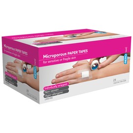 AeroTape White Microporous Paper Tape 1.25cm x 5M, Box of 24