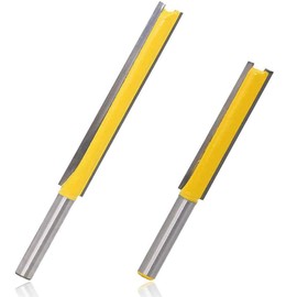 Mesee Set of 2 Pieces Extra Long Straight Router Bit Set, 1/4-Inch Shank Double Flute Straight Grooving Bits Trimming Cutter Woodworking Milling Tools with 2" & 3" Cutting Height