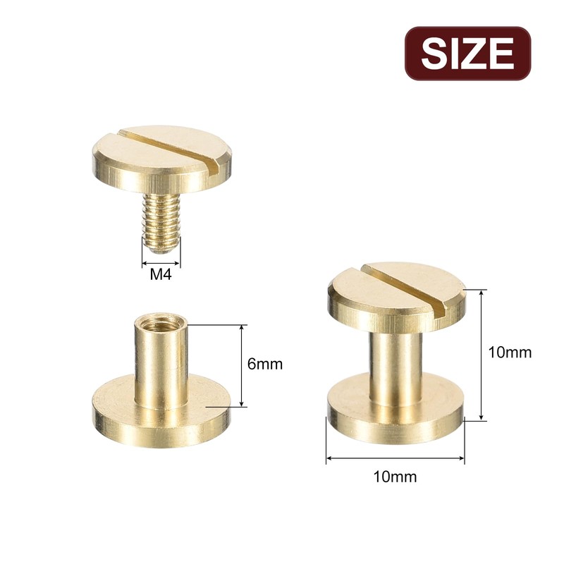 sourcing map 30Pack Brass Chicago Screws, 6x10mm Flat Head Screw