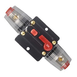 WOHHOM 30A 40A 50A 60A 80A 100A 150A Audio Circuit Breaker Auto Car Stereo Inline Fuse Holders Inverter, Manual Reset 12V-24V DC for Automotive Marine Boat Audio System Protection (20A)