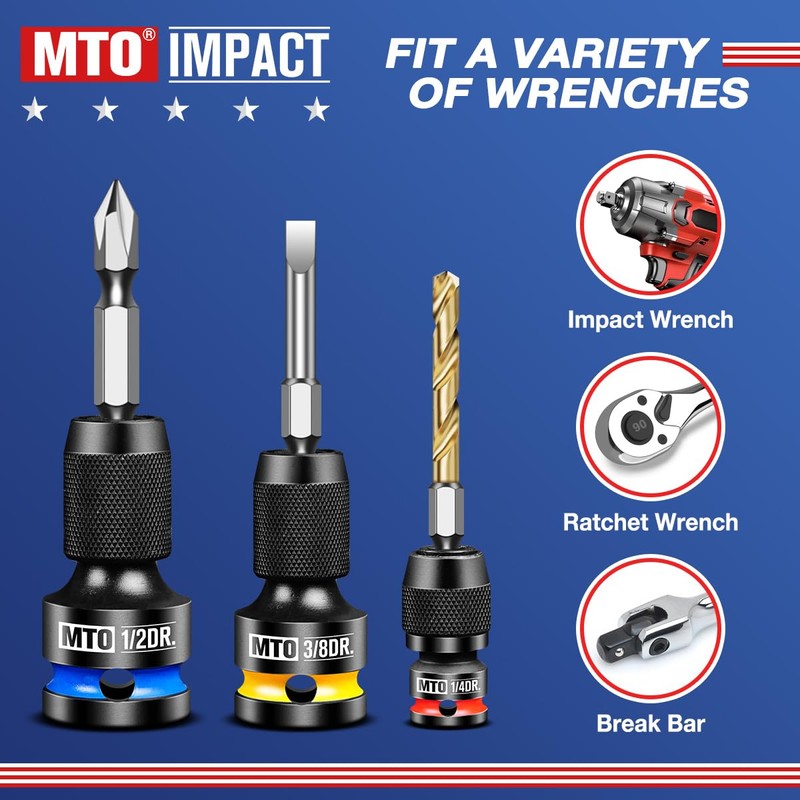 MTO 1/2 3/8 1/4-Inch Square Drive to 1/4-Inch Hex Socket