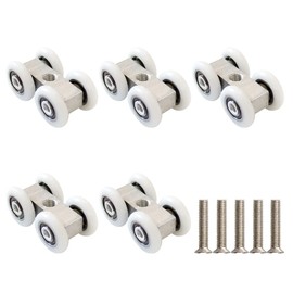 Zasvec Wheels for Sliding Doors, Pack of 5, Rolling Cart for Sliding Gates, Sliding Door Fitting, Ball Bearings for 20 mm Running Profile, 4 Wheels, 42 x 21.5 mm