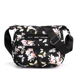YANAIER Crossbody Bag for Women Ladies Multi Pockets Shoulder Bag Handbag Lightweight Nylon Casual Messenger Bag Travel Purse Magnolia flower