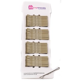 Mytoptrendz® 64 pcs -Small 5cm Kirby Hair Grips Bobby Pins Non Slip Small Metal Hair Slides Essential Styling Accessories- Gold Blonde