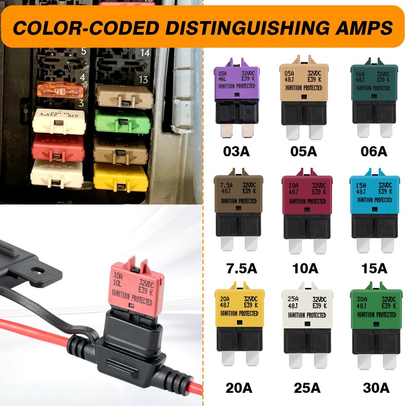 BUSSALIX E39 Circuit Breaker Blade Fuse, Manual T3 Reset, Low