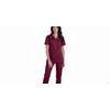 CARE SMART UNIFORM V-Neck Top with Badge Loop, XS, Wine