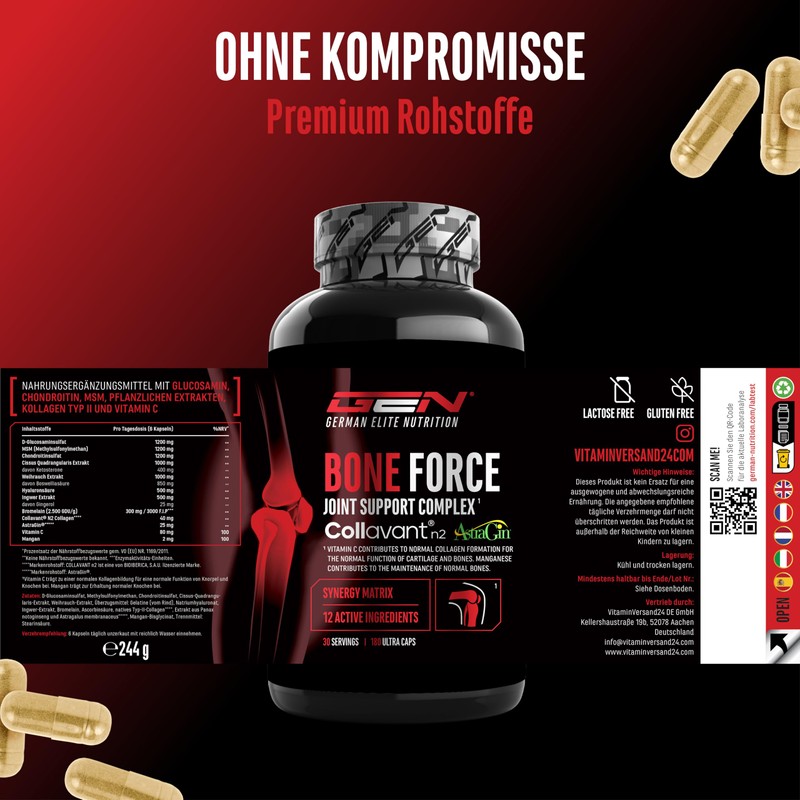 Gen German Elite Nutrition Bone Force - 180 Ultra Capsules