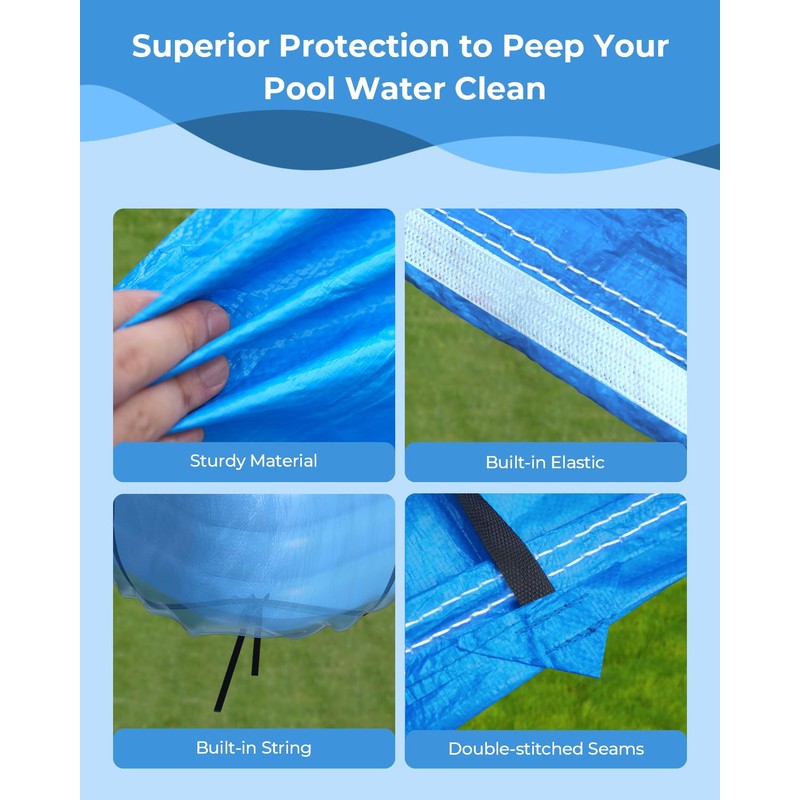 Reinmoson Inflatable Pool Cover Rectangular Fits Pool Under 130" L