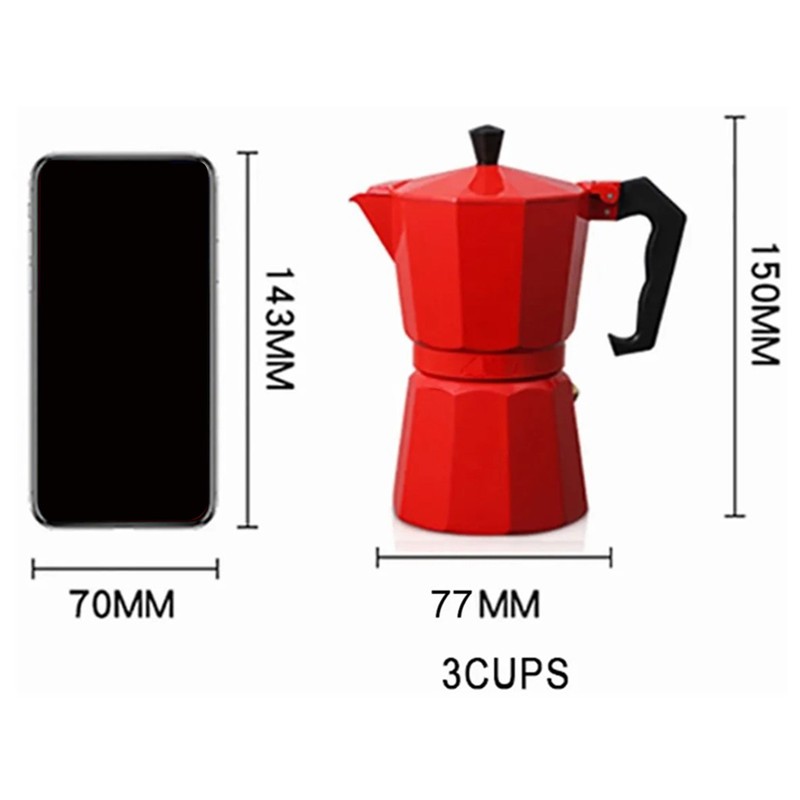 150ml Moka Pot Uniform Heat Distribution Aluminum Stovetop Moka Coffee